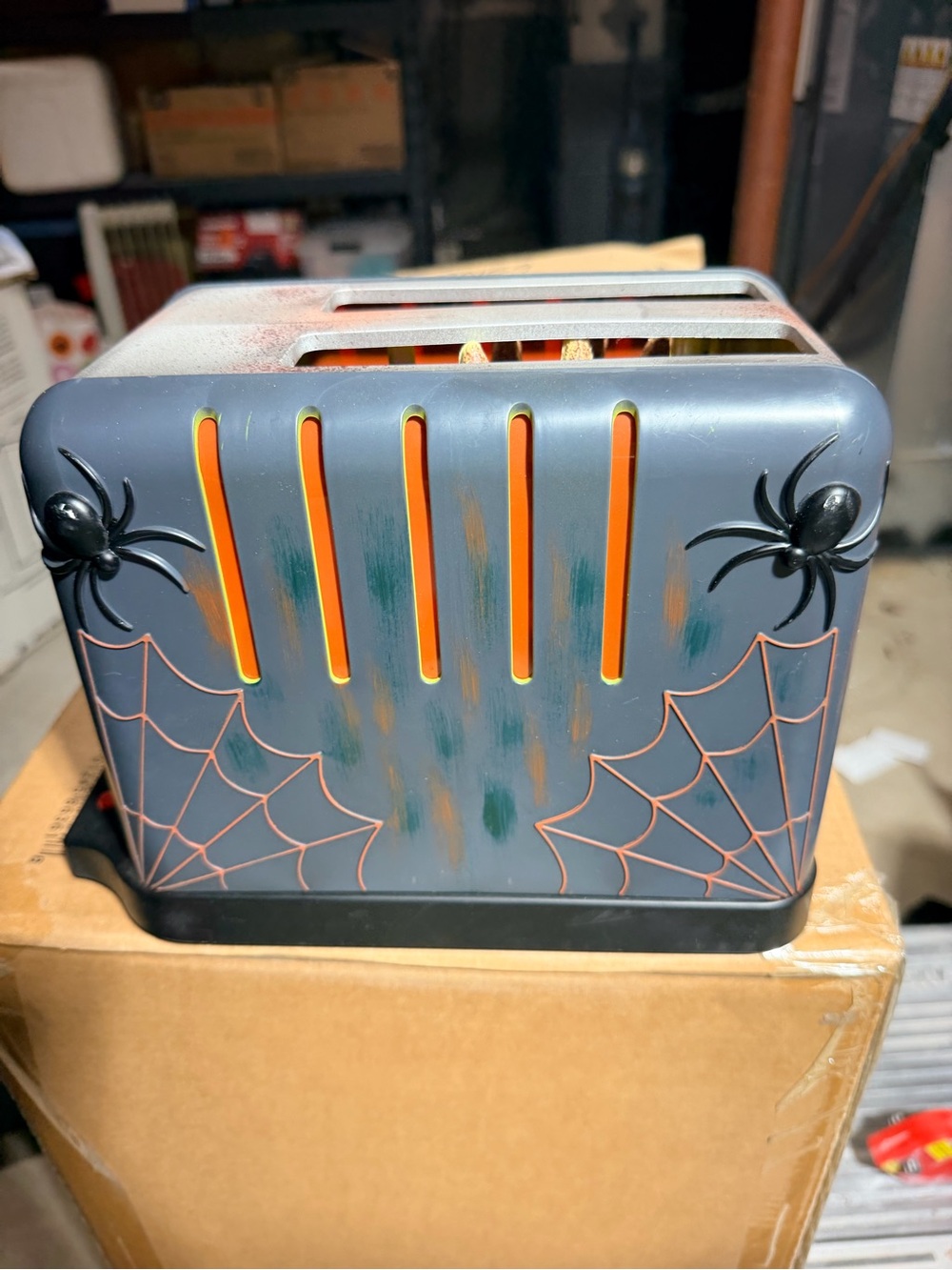 Tekky Design Slice of Terror Haunted Toaster Animated Skeleton Halloween Prop